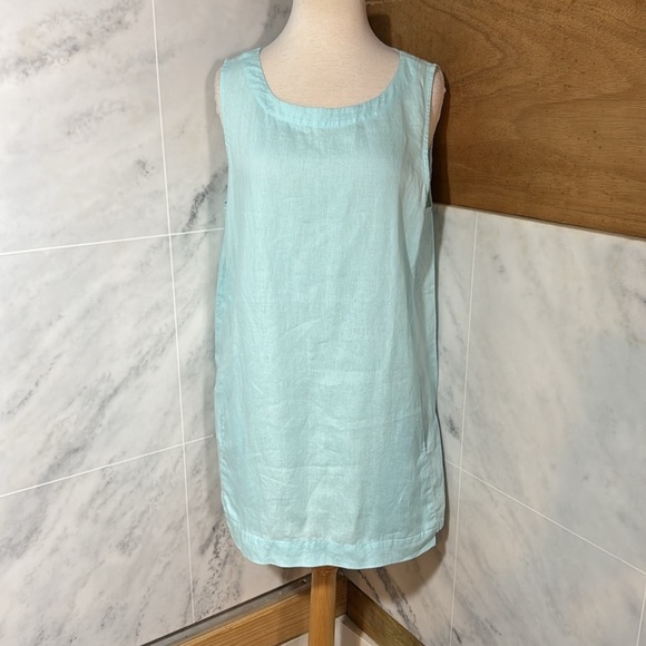 purejill Tops - Pure Jill 100% Linen Tunic Top Sleeveless Pockets Lagenlook Aqua Blue size M